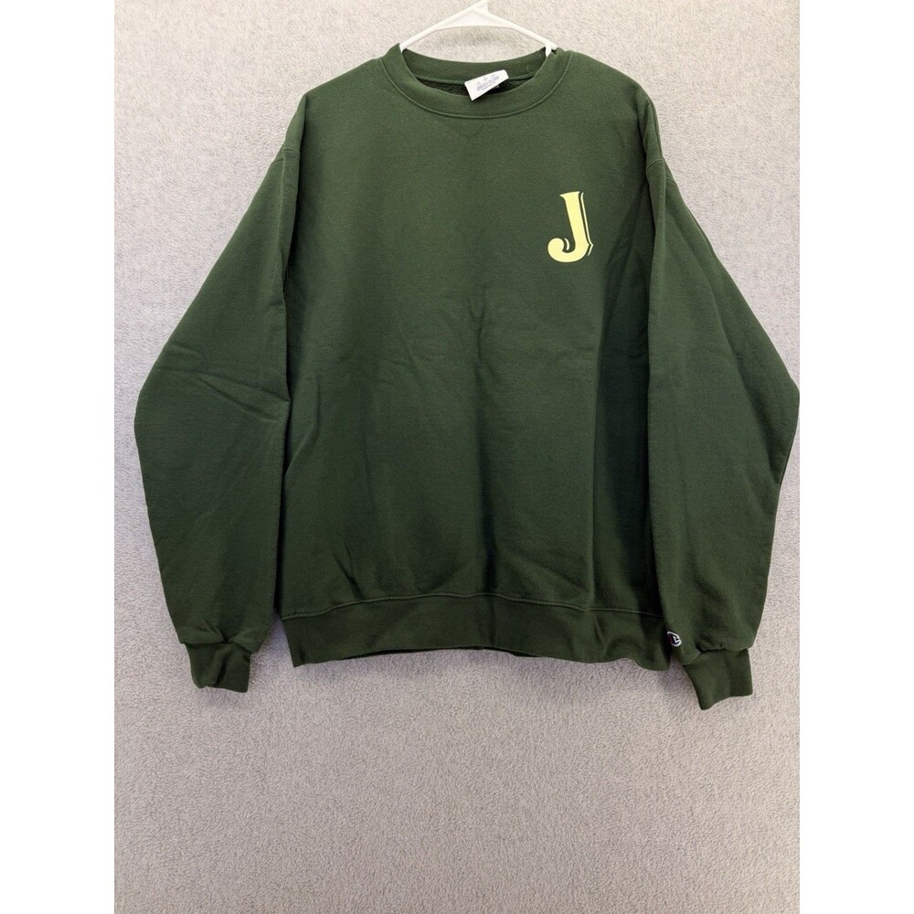 Champion Men's Green Crewneck Pullover Fleece Sweatshirt Logo Size L